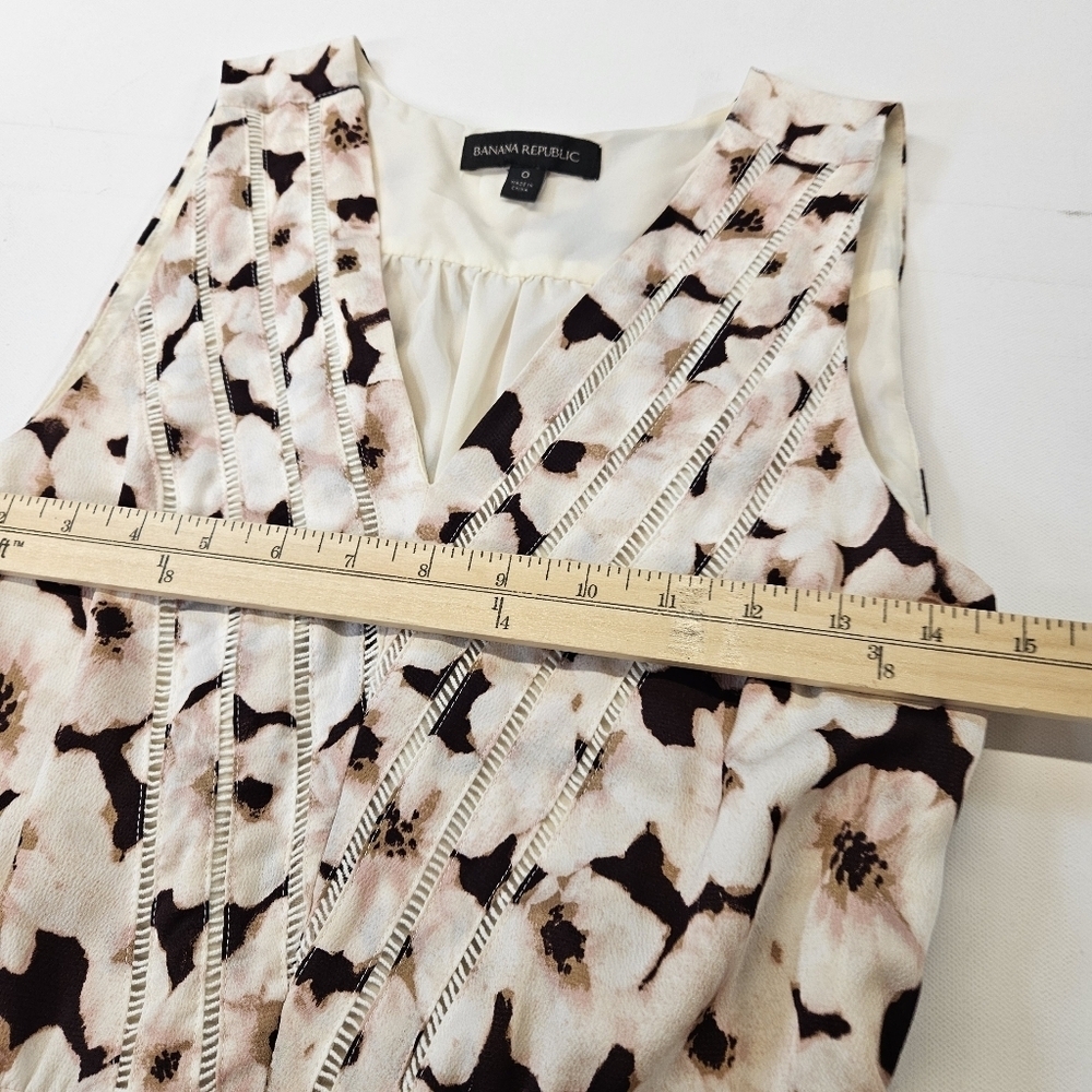 Banana Republic Cabernet and Blush Floral Dress Size Zero 0 - Picture 7 of 10